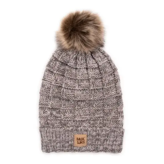 MUK LUKS Women's Patch Pom Cuff Hat image {2}