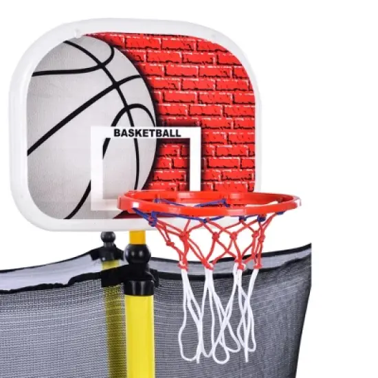 5.5 FT Kids Outdoor and Indoor Trampoline with Playpen, Basketball Hoop and Ball - ModernLuxe image {8}