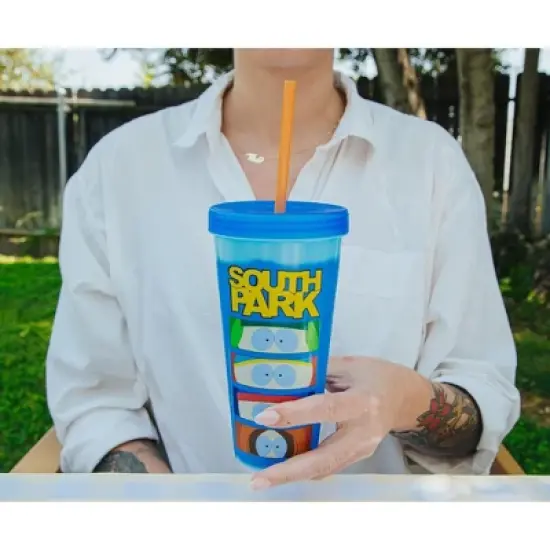 Silver Buffalo South Park Characters Color-Changing Plastic Tumbler | Holds 24 Ounces image {6}
