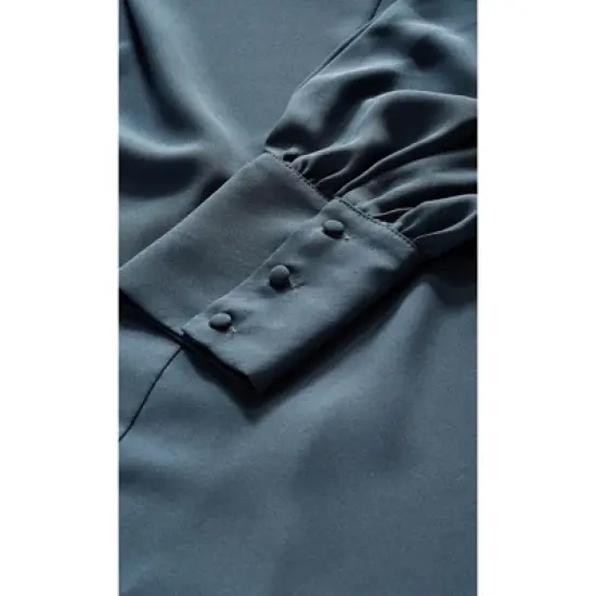 Women's Plus Size Neck Tie Tunic - Navy | CITY CHIC image {7}