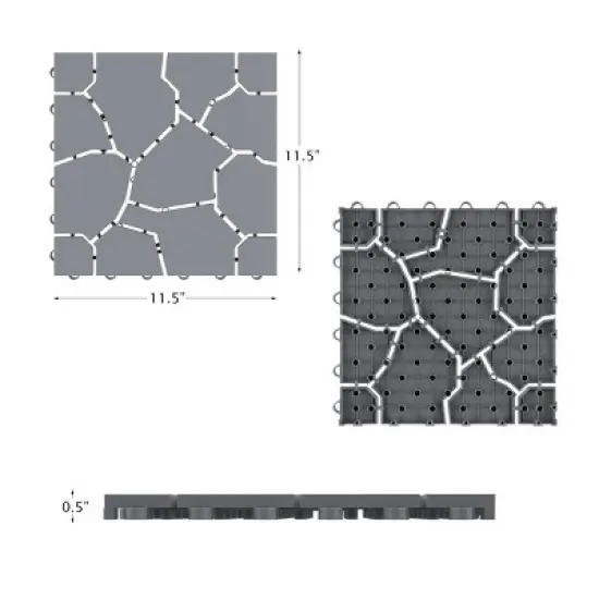 Nature Spring Interlocking Stone Look Weather-Resistant and Anti-Slip Patio and Deck Tiles for Outdoor Flooring - 6 Pcs, Gray image {1}