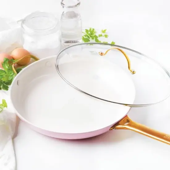 GreenPan Reserve 12" Frypan with Helper Handle & Lid Blush image {4}