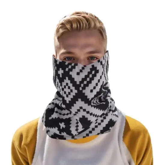 Unique Bargains Sunscreen Checkered Pattern Face Scarf Mask Black White 1 Pc image {3}