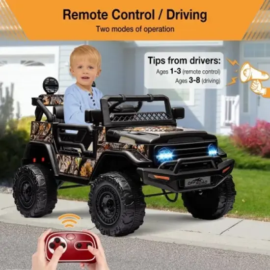 Electric Car for Kids, 12V Ride on Truck Car with Remote Control Spring Suspension image {3}