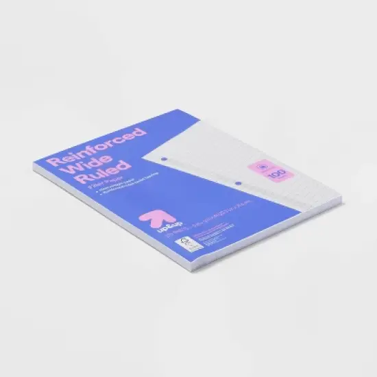 100ct Wide Ruled Reinforced Notebook Filler Paper - up&up&trade;: 10.5x8 Inches, Loose Leaf, 20 lb, White, 100 Sheets image {2}