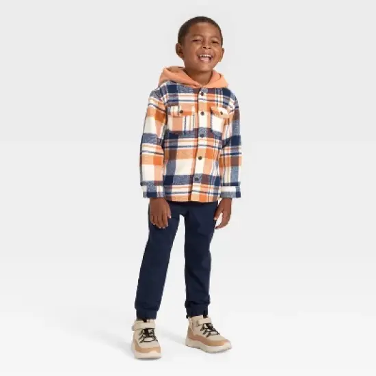 Toddler Boys' Long Sleeve Flannel Hoodie Jacket - Cat & Jack&trade; Orange image {2}