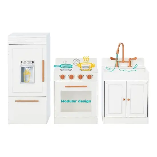 Teamson Kids Paris Wooden Play Kitchen Pretend Cooking Playset, White image {4}