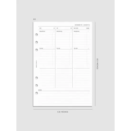2026 Dated Weekly Task Planner Insert | Monday Start | Cloth & Paper image {10}