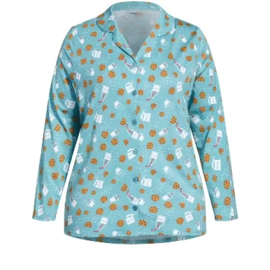 Women's Plus Size Button Through Sleep Top - Teal | AVENUE image {4}