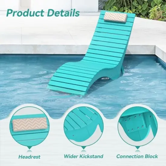 Arceso Pool Lounge Chairs - Anti-Floating HDPS Design for Pools & Backyard Sun Decks, Weighted Pool Chairs and Lounges , Includes Headrest image {5}