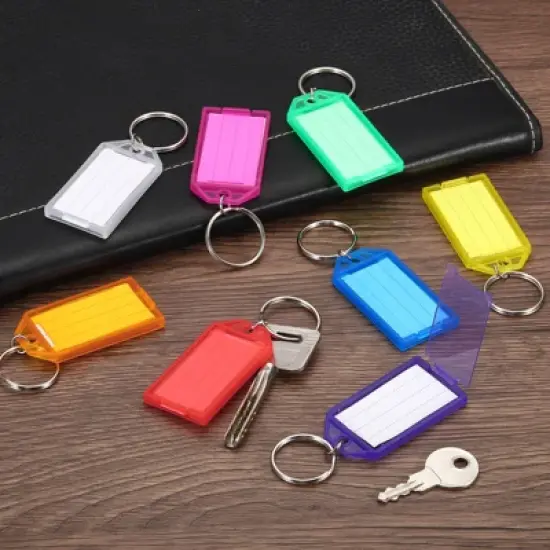 Unique Bargains Plastic Key Tag with Split Ring Labels Window for Luggage Hotel image {3}