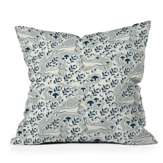 20"x20" Deny Designs Gyaneshwari Dave Moon Bunny Square Outdoor Throw Pillow Off-White image {4}