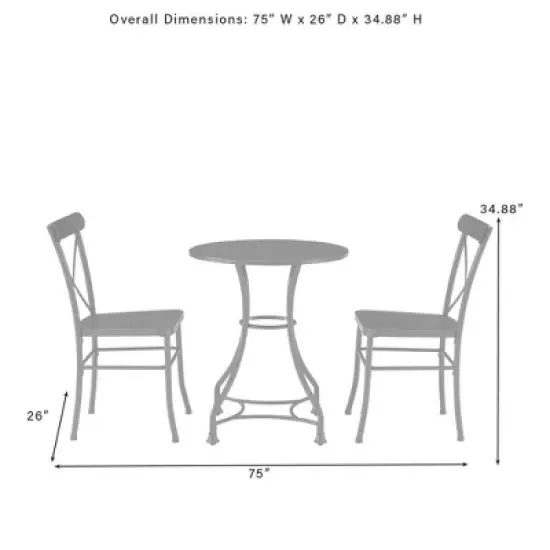Astrid 3pc Indoor/Outdoor Metal Bistro Set - Matte Black - Crosley image {5}