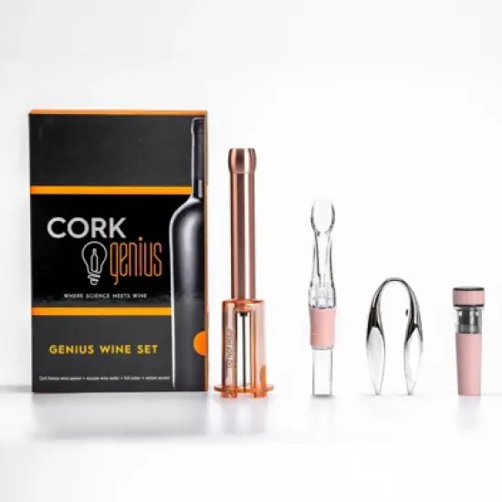 Cork Genius Wine Opener Set 4 Piece Set Wine Accessories Air Pump Bottle Opener,Bottle-Top Aerator,Wine Foil Cutter Vacuum Seal Wine Stopper image {7}