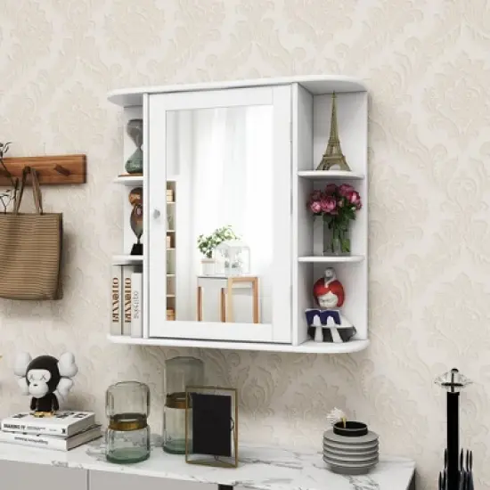 Costway Multipurpose Wall Surface Bathroom Storage Medicine Cabinet Mirror image {7}