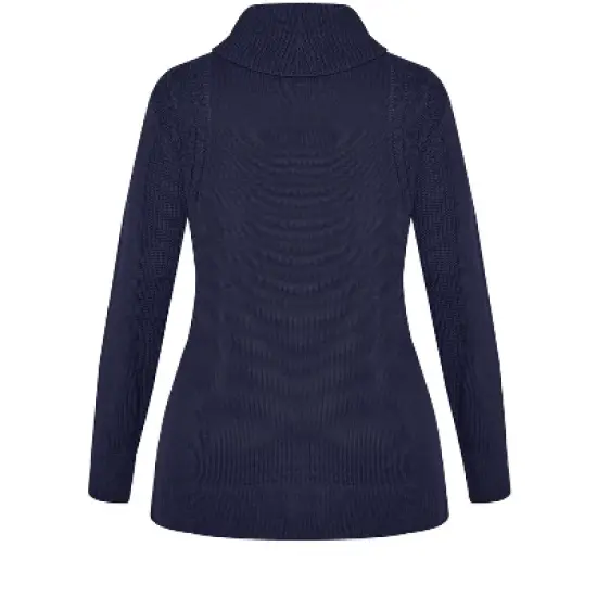 Women's Plus Size Rosie Cable Knit Sweater - navy | AVENUE image {6}