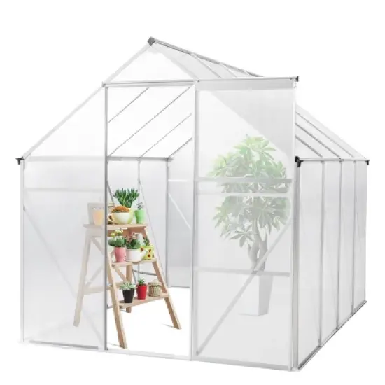 SEVOBAL Greenhouse with Twin-Wall PC Panels Sliding Door Roof Vent Quick-Assembly UV Protection Walk-in Greenhouse for Plants, Clear, 189"*32.5"*80" image {5}