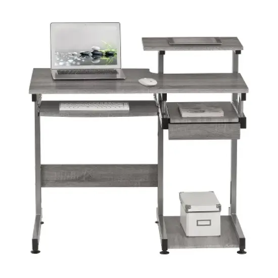 Complete Computer Workstation Desk Gray - Techni Mobili image {9}