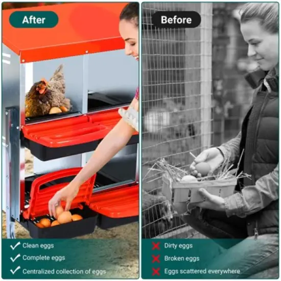 Chicken Nesting Box, Metal Nesting Boxes for Chickens, Galvanized Steel Chicken Laying Boxes, Roll Away Egg Collection with Lid Cover, Easy to Clean image {5}