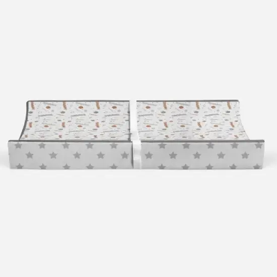 Bacati - Football Brown/Gray Muslin Changing Pad Cover image {6}