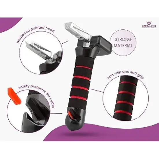 3 in 1 Car Handle Assist Set of 2 &ndash; Includes Car Assist Handle, Safety Hammer for Window Breaker & Seatbelt Cutter - MedicalKingUsa image {2}