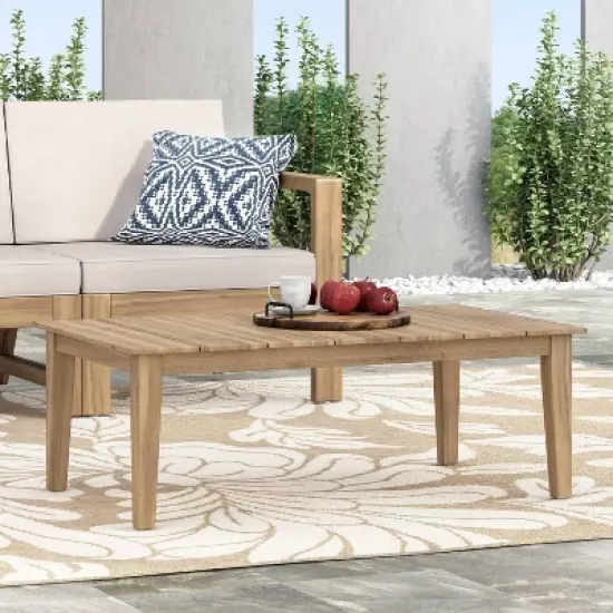 Christopher Knight Home Kiara Acacia Wood Outdoor Coffee Table Light Brown image {1}