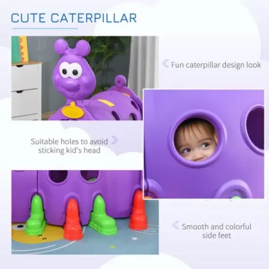Qaba Caterpillar Climbing Tunnel for Kids Climb-N-Crawl Toy Indoor & Outdoor Toddler Play Structure for 3-6 Years Old, Purple image {6}