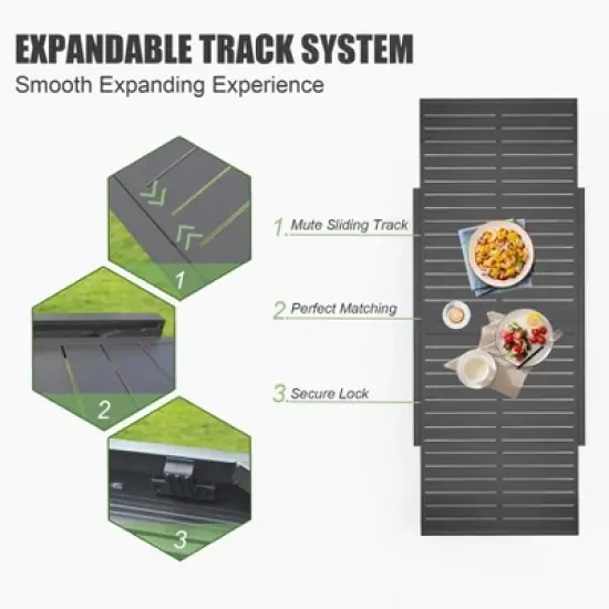 GlasFlength Patio End Tables, Aluminum Extendable, Adjustable Indoor Outdoor, Dark Gray, 70.8"*32.7"*29.5" image {3}