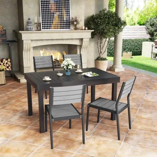 Crestlive Products Modern Aluminum Outdoor Dining Table Expandable Patio Dining Table for 4-6 People Outside image {6}