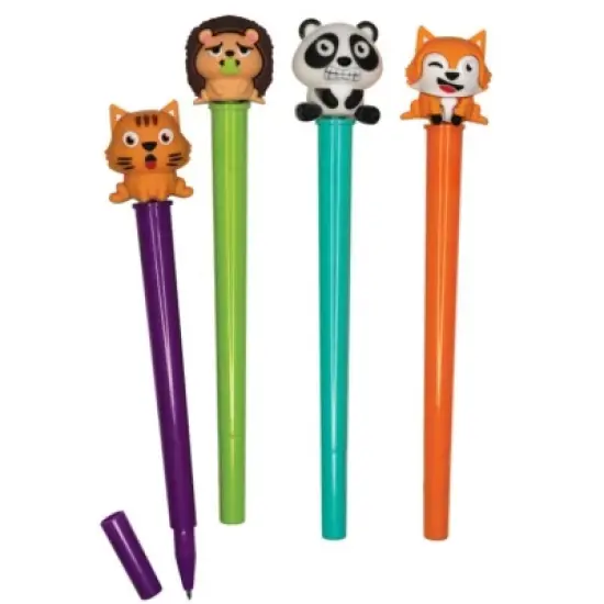 Trend Friendz Thrill Ride Pens (4 Pack) - Spinning Animal Toppers, Black Ink (6.5 Inch) image {2}