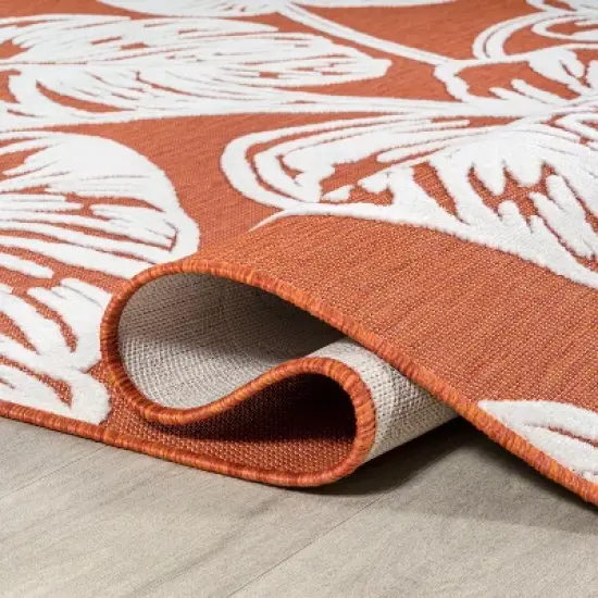 JONATHAN Y Tobago High-Low Two-Tone Monstera Leaf Floral Indoor/Outdoor Area Rug  image {8}