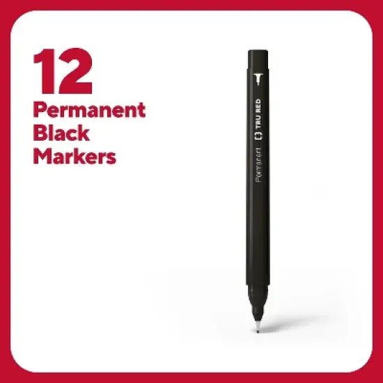 TRU RED Permanent Markers Ultra Fine Tip Black Dozen TR54534 image {1}