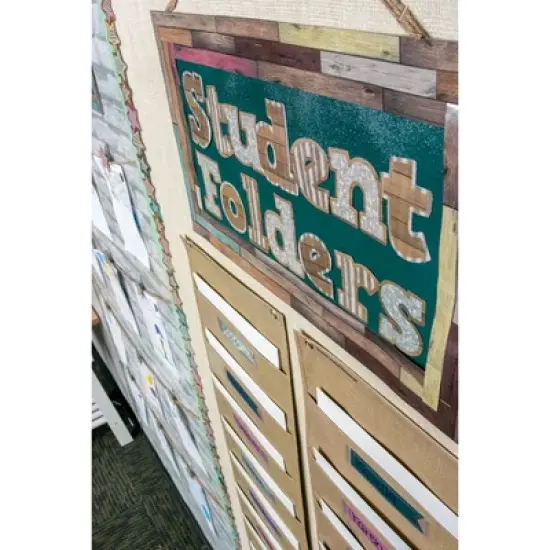 Teacher Created Resources&reg; File Storage Pocket Chart, 10 Pockets, Burlap Design, 14" x 58" image {3}