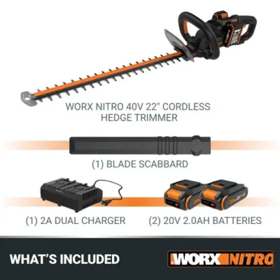 Worx Nitro WG286 40V Power Share 24" Cordless Hedge Trimmer (Battery & Charger Included) image {5}
