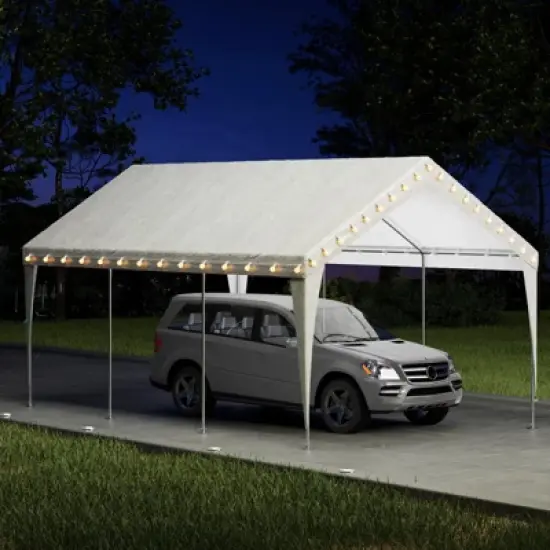 EROMMY 10 Ft X 20 Ft Carports Heavy Duty,White image {5}