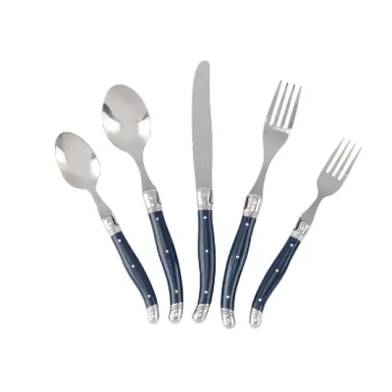French Home Laguoile 20pc Stainless Steel Silverware Set Navy: Flatware Set for 4, Includes Knives, Forks, Spoons image {3}