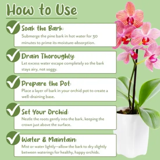 Soil Sunrise 100% Organic Orchid Potting Bark, Natural USA-Sourced Pine Bark Additive image {6}