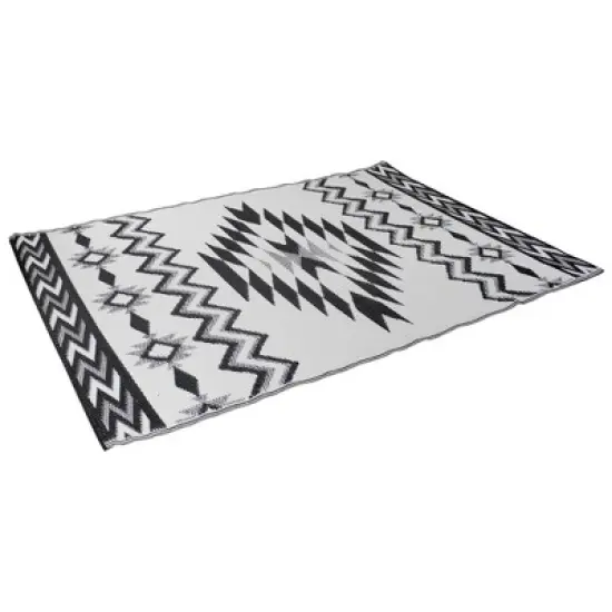 Northlight 4' x 6' Black and White Aztec Print Rectangular Outdoor Area Rug image {2}