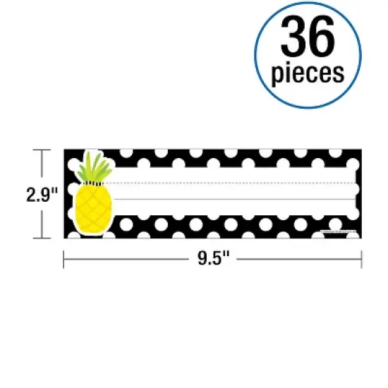 Schoolgirl Style Simply Stylish Tropical Pineapple Polka Dot Name Plates, 36 Per Pack, 6 Packs image {2}