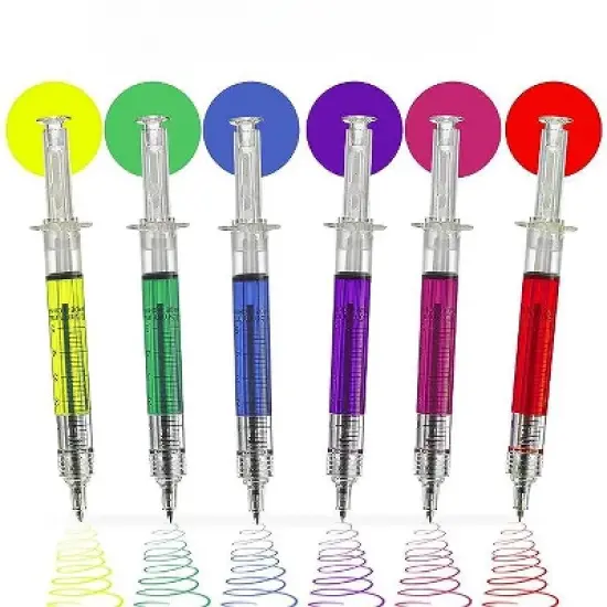 Kicko Syringe Pens, 24 Pack Multi-Color Syringe Pen with 6 Color Ink Variety image {2}