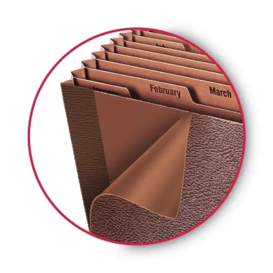 Smead TUFF Expanding Open-Top Stadium File, 12 Sections, 1/12-Cut Tabs, Letter Size, Redrope image {5}