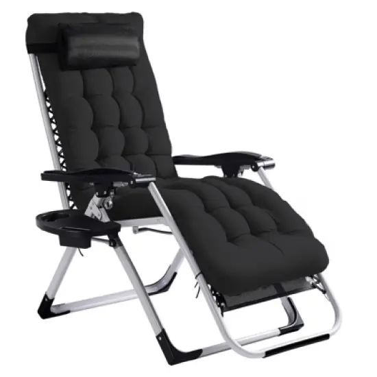 Karl Home Patio Folding Zero Gravity Chair With Blue Cushion image {8}