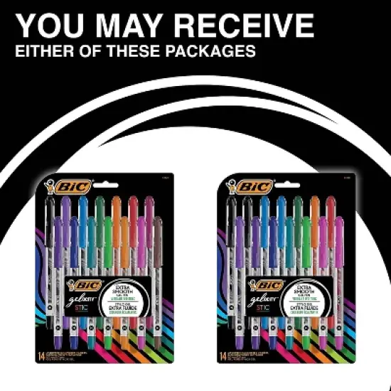 BIC Gel-ocity Stic Gel Pens Medium Point 0.7 mm Assorted Colors 14/Pack (RGSMP14-AST) image {1}