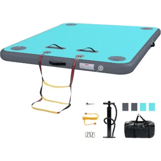 Real Relax Inflatable Floating Dock for Lake, Floating Platform for Pool Beach Ocean with Rope Ladder,Non-Slip Surface, 6 Inch Thick PVC Construction image {9}