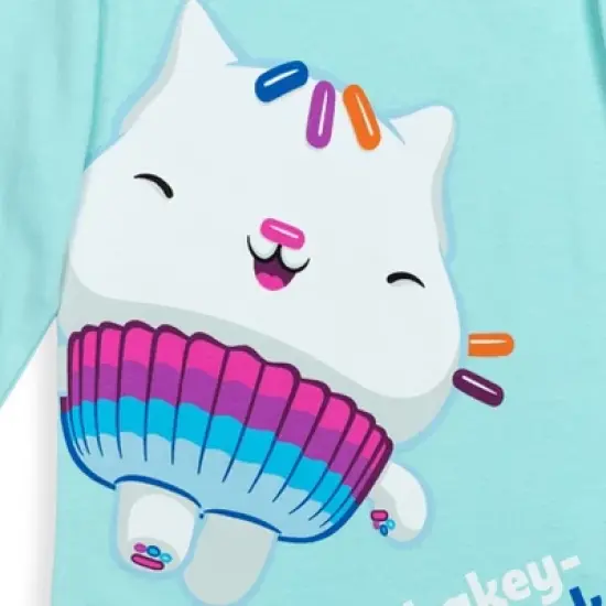 Dreamworks Gabby's Dollhouse MerCat Cakey Cat Kitty Fairy Pandy Paws Girls 2 Pack Graphic Long Sleeve T-Shirts Pink/Blue image {5}