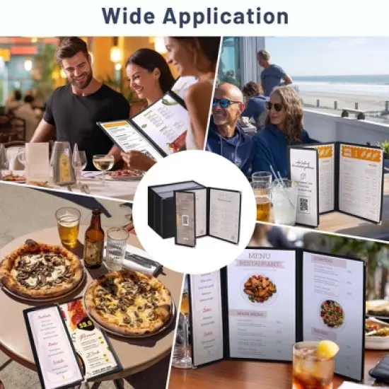 WeChef 30 Pcs Menu Covers 8.5x11" 2 Page 4 View & 4.25x11" Half Page Wine List image {2}