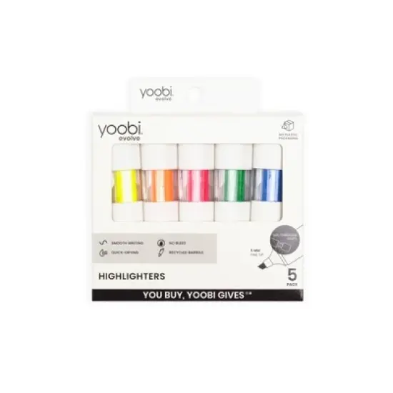 Yoobi Evolve 5pk Highlighters See-Through Barrel 5.0mm color Ink image {8}