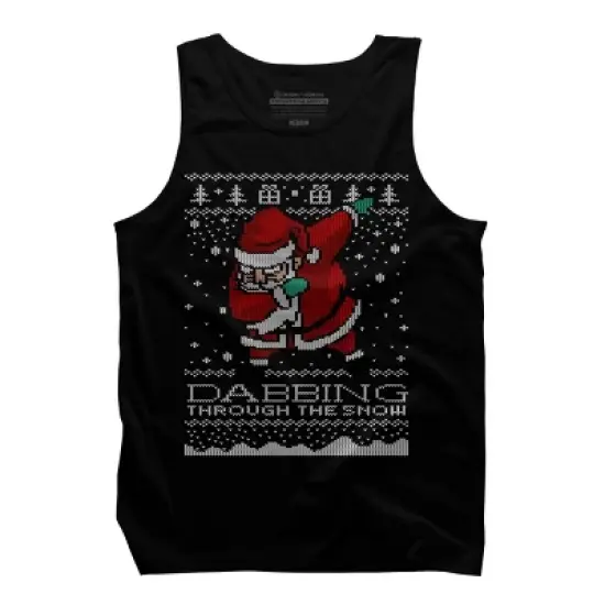 Men's Design By Humans Dabbing Through The Snow Santa Shirt Ugly Christmas Sweater By vomaria Tank Top image {4}
