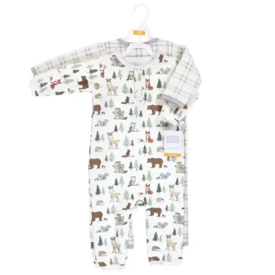 Hudson Baby Infant Boy Premium Quilted Coveralls, Forest Animals image {1}