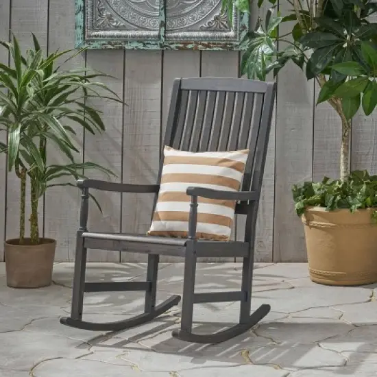 Arcadia Acacia Wood Rocking Chair Dark Gray - Christopher Knight Home image {1}